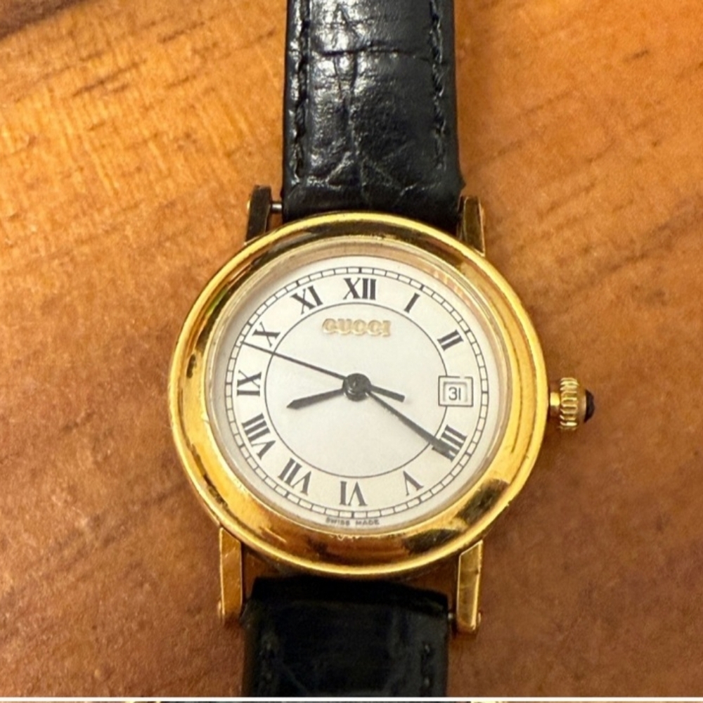 COPY-VINTAGE GUCCI 7200L 18K Gold plated White Dial Women's QZ Watch - Pre Lo…
